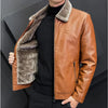 Men's Faux Leather Jacket - Fleece Lined Winter Coat