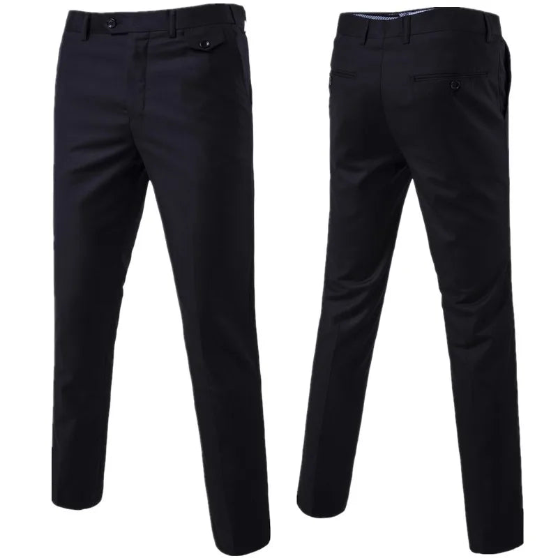 Men's Slim-Fit Suit Pants Business Casual Formal Trousers