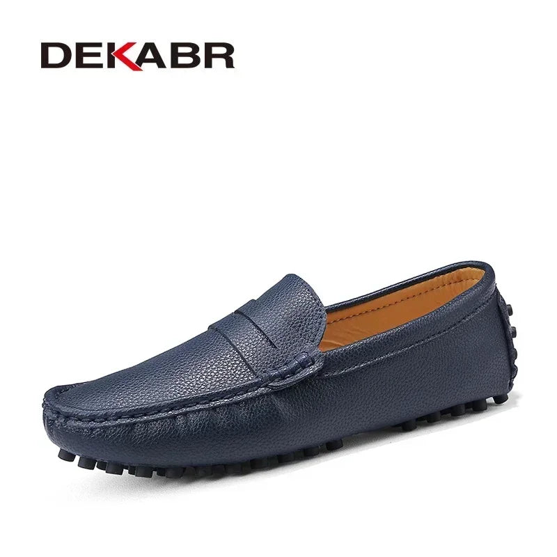 Men's Genuine Leather Loafers - Slip-On Casual Driving Shoes