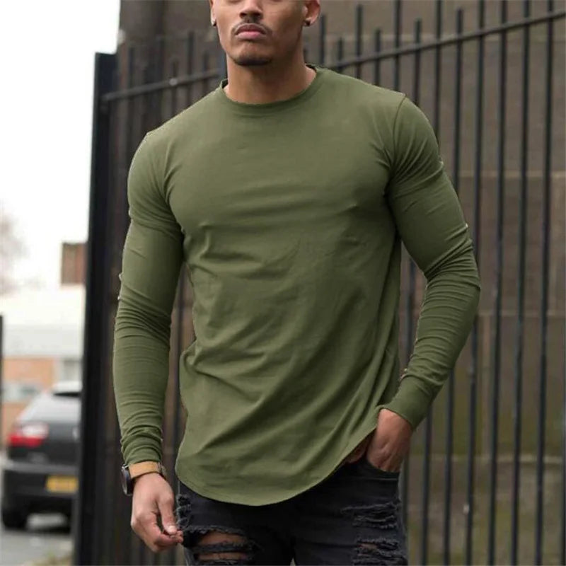 Men's Long Sleeve Performance T-Shirt - Breathable Cotton Gym & Fitness Wear