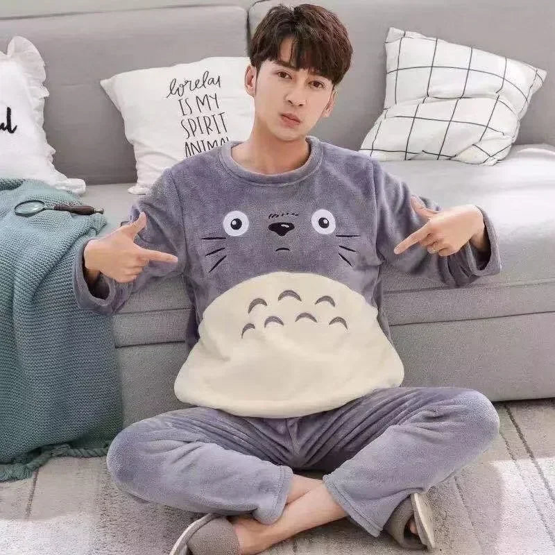 Men's Flannel Pajama Set - Winter Warm Sleepwear