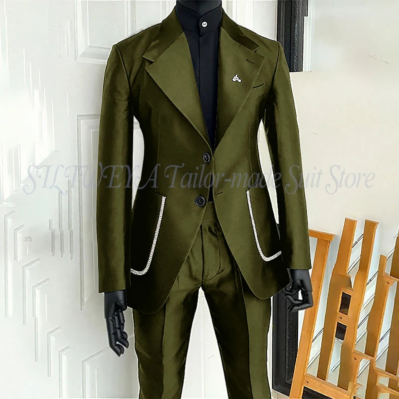 Men's 2 Piece Suit Blazer Pants Single Breasted Daily Work Business Casual Party Traje De Hombre Elegante