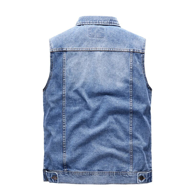 Spring Summer Men's Denim Vests Fashion Turn-Down Collar Cotton Jean Sleeveless Jackets Man Retro Streetwear Party Waistcoats