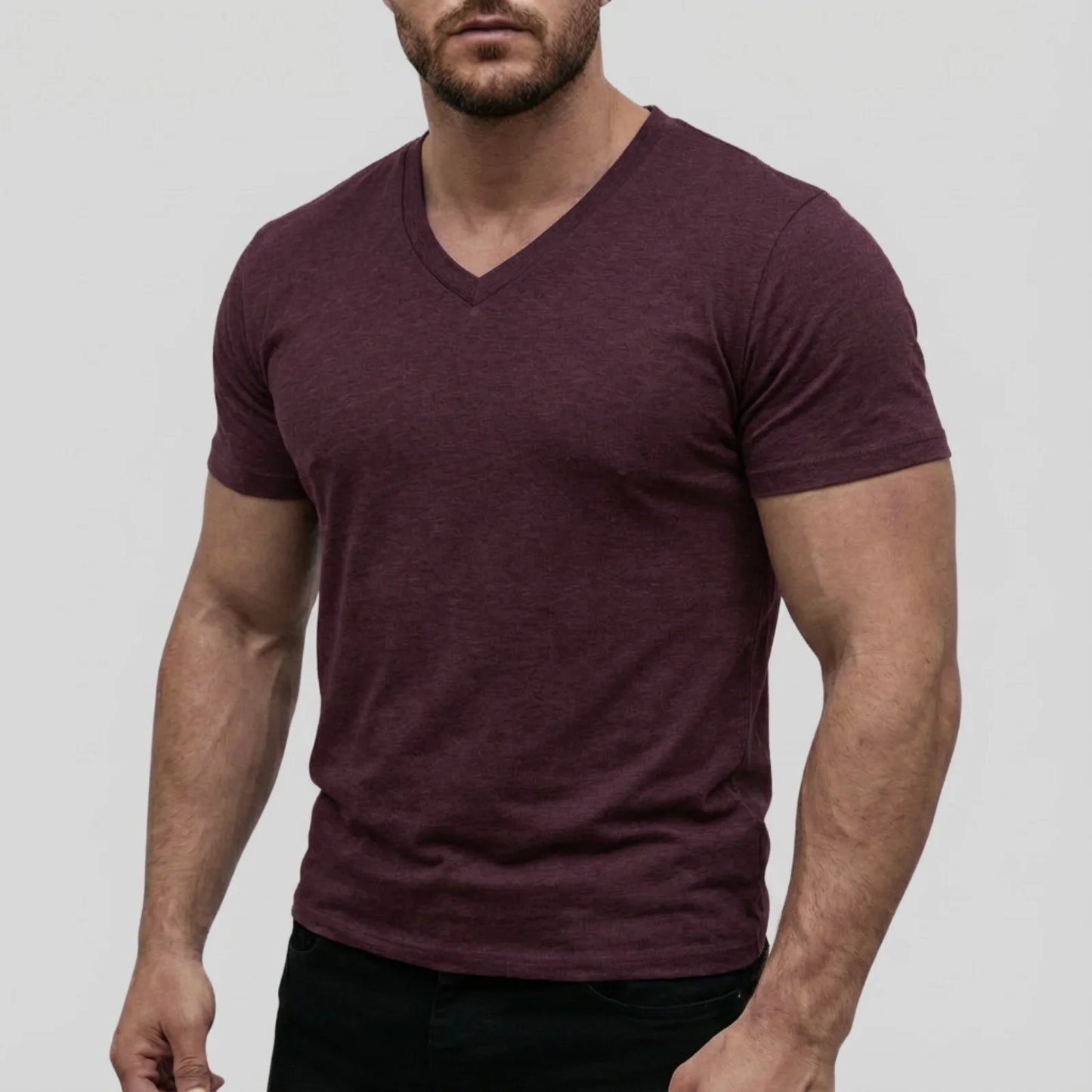 Men's Casual Fashion Simple V-Neck Short Sleeved T-Shirt Summer Comfortable Breathable Versatile Top