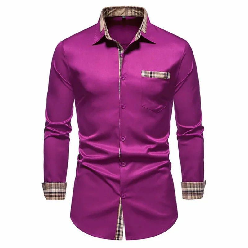 Men's Shirts Formal Shirts Slim Fit Long Sleeve Button Business Office Formal Shirts Pocket Men's Tops New Multicolor XS-6XL