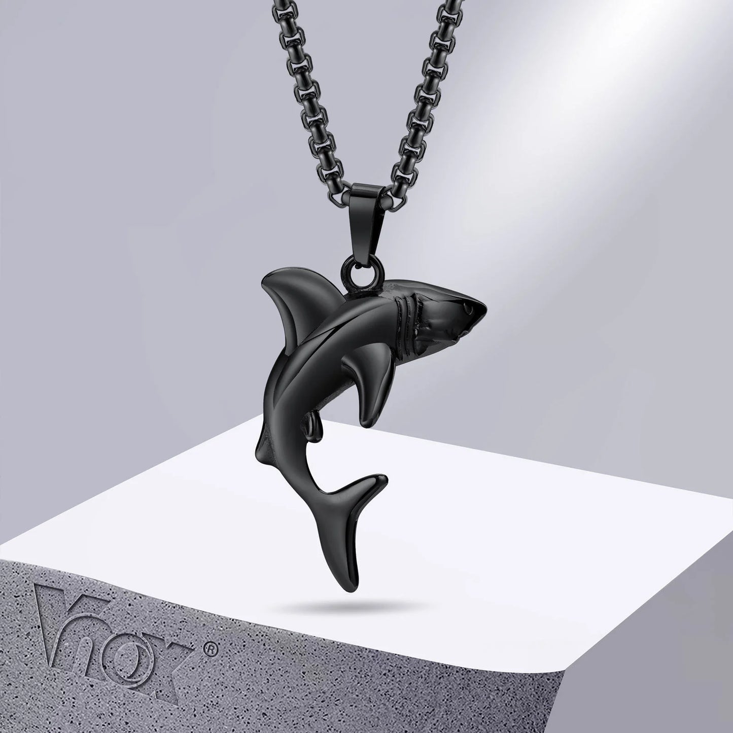 VNOX Stainless Steel Shark Pendant Necklace for Men