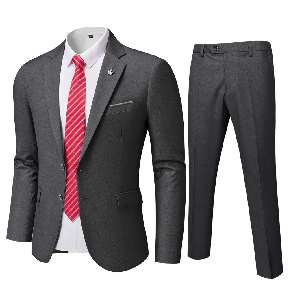 Elegant Men's Formal Suit with Xale Lapel for Parties Black Brown Green