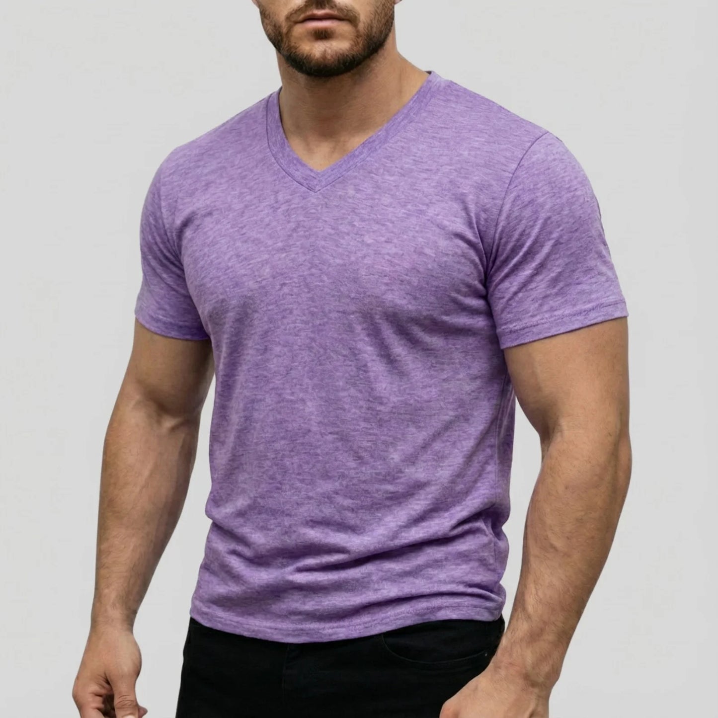Men's Casual Fashion Simple V-Neck Short Sleeved T-Shirt Summer Comfortable Breathable Versatile Top