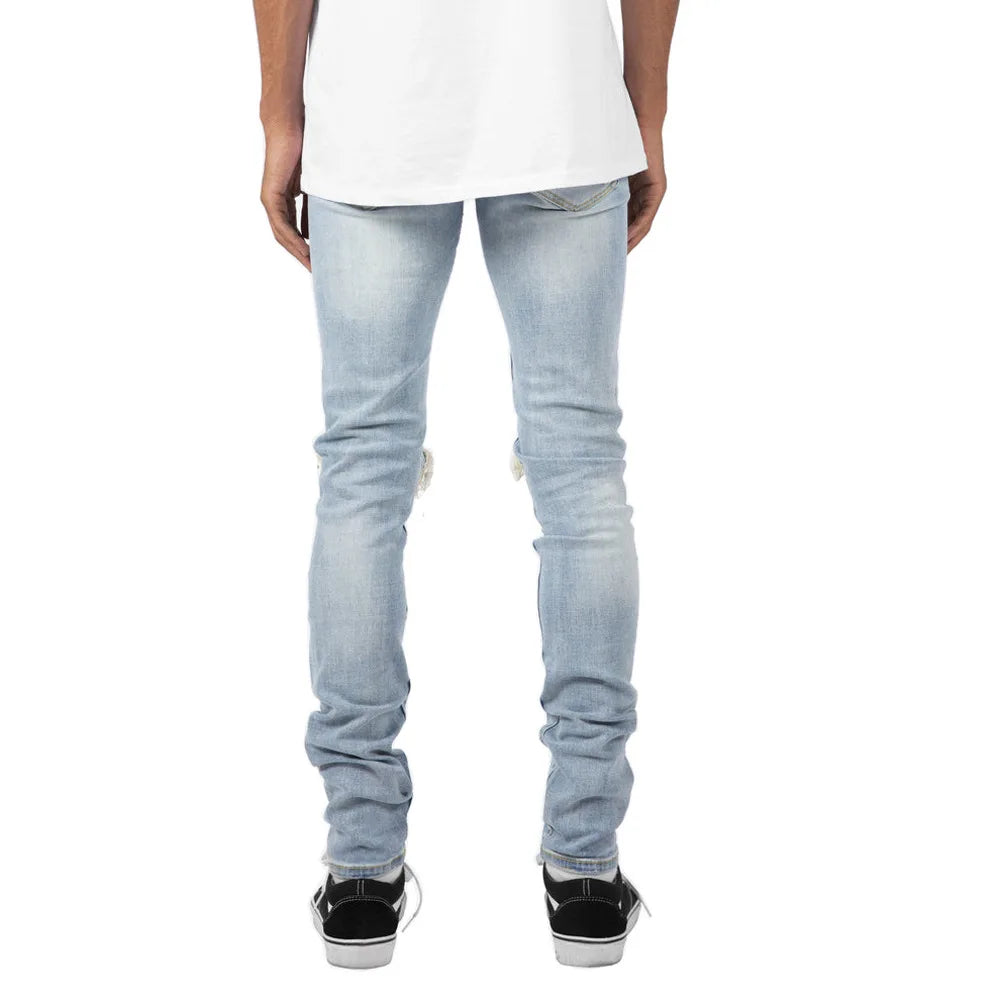 Men's Distressed Skinny Jeans - High Street Fashion Denim