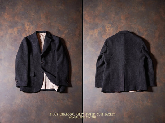 Retro Black Tweed Suit Wool Casual Blazer for Men
