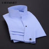 Men's Long Sleeve French Stand Collar Business Casual Spring and Autumn Shirt