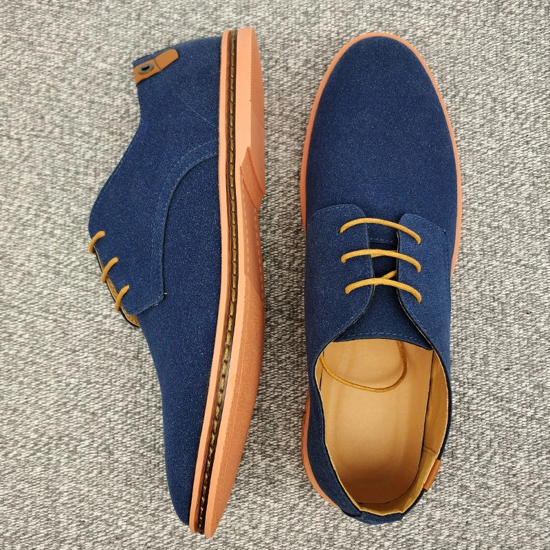 Men's Suede Leather Oxford Shoes - Classic Casual Dress Sneakers
