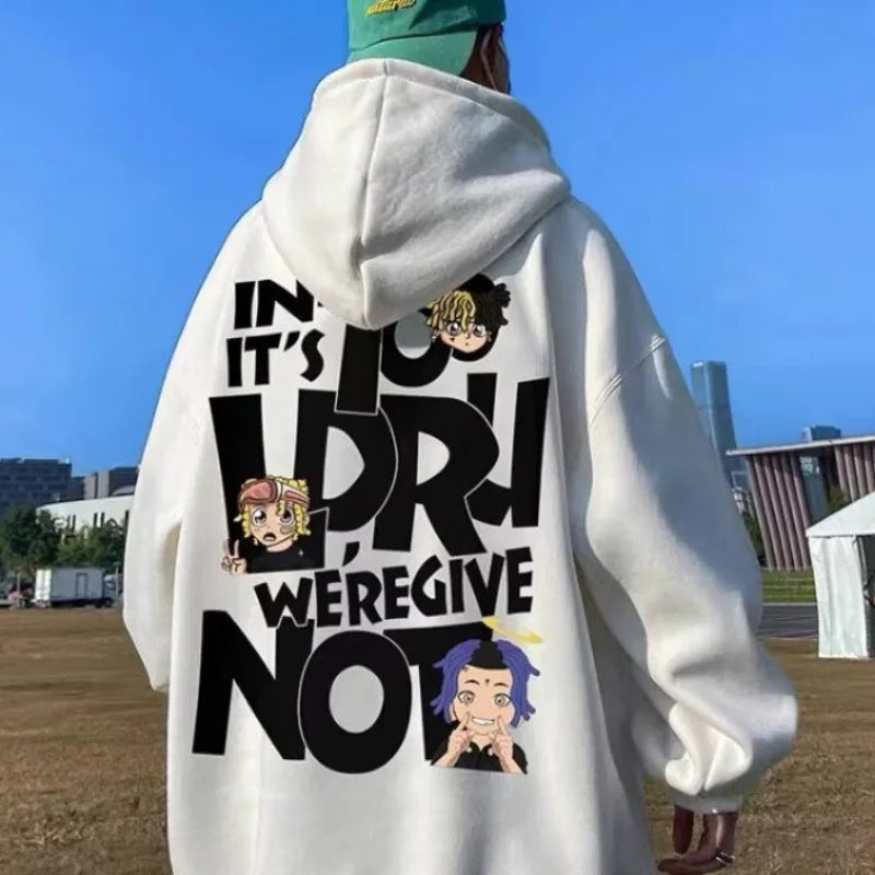 Men's Hip Hop Alphabet Print Hoodie - Loose Fit Pullover Sweatshirt