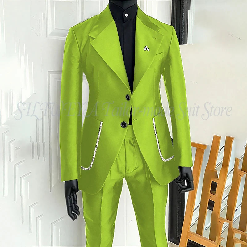 Men's 2 Piece Suit Blazer Pants Single Breasted Daily Work Business Casual Party Traje De Hombre Elegante