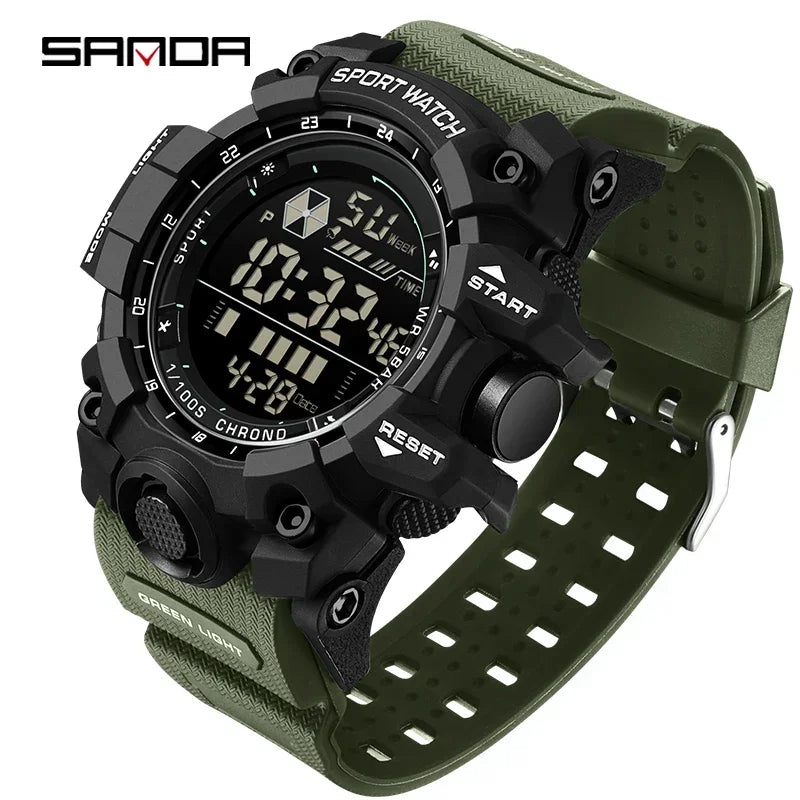 Men's Outdoor Sports Watch - Waterproof LED Analog-Digital Multifunction Wristwatch