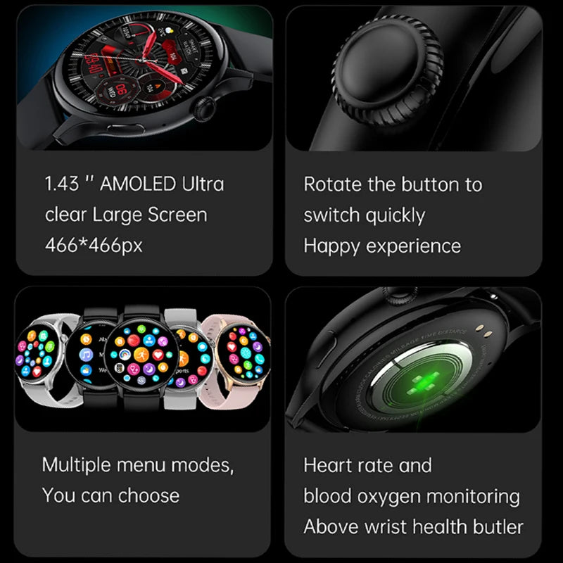 Women's AMOLED Smart Watch with NFC & Bluetooth Call - 1.46" HD Display