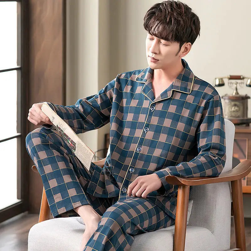 Men's Long-Sleeve Pajama Set - Comfortable Loungewear for All Seasons