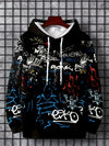 Men's Graffiti Print Hooded Sweatshirt - Urban Street Style