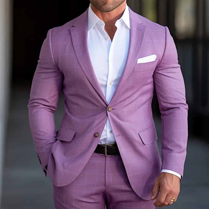 Men Blazers Coat Suits Office 2025 Autumn Outerwear Double Buttons Turn Down Collar Pockets Business Casual Blazer Suit Jacket