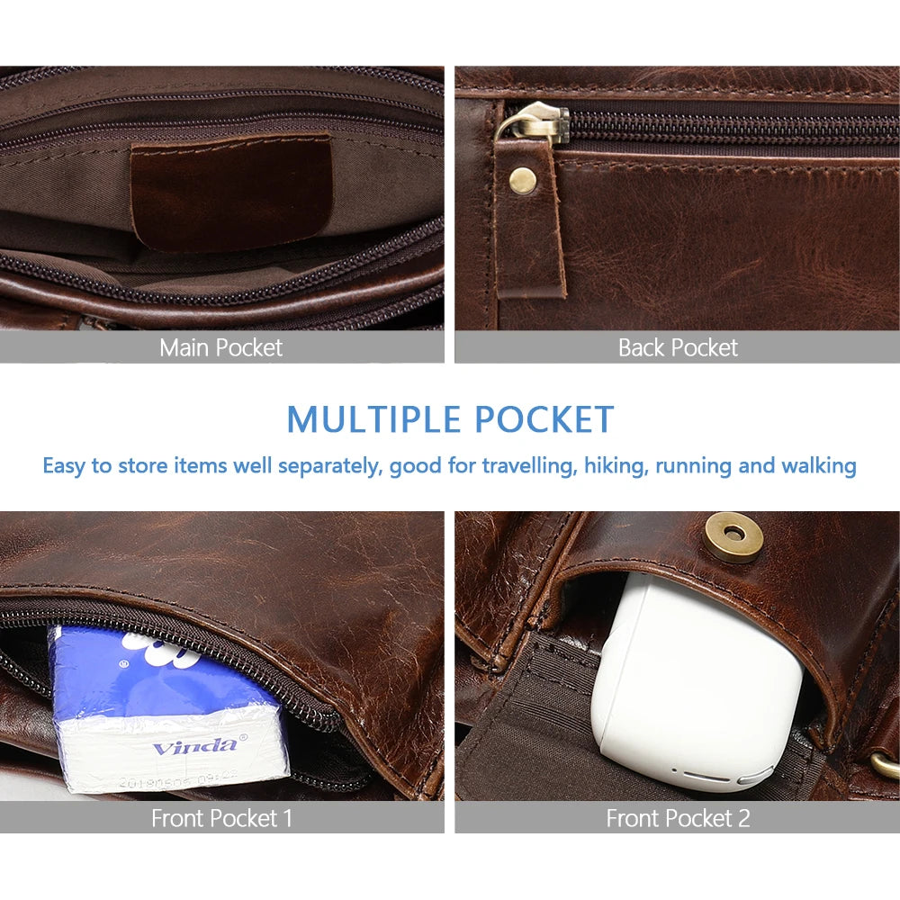 WESTAL Genuine Leather Waist Pack - Premium Cowhide Belt Bag for Men
