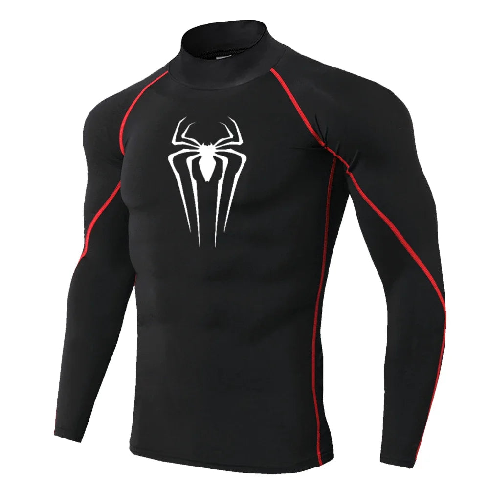 Men's Spider-Print Compression Shirt - Performance Athletic Base Layer