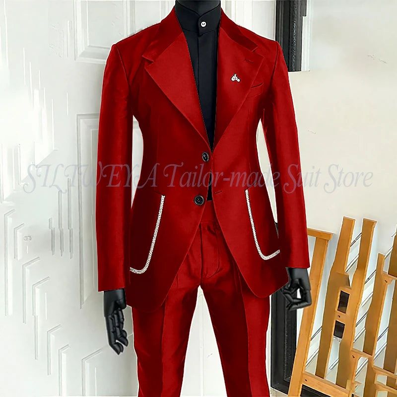 Men's 2 Piece Suit Blazer Pants Single Breasted Daily Work Business Casual Party Traje De Hombre Elegante