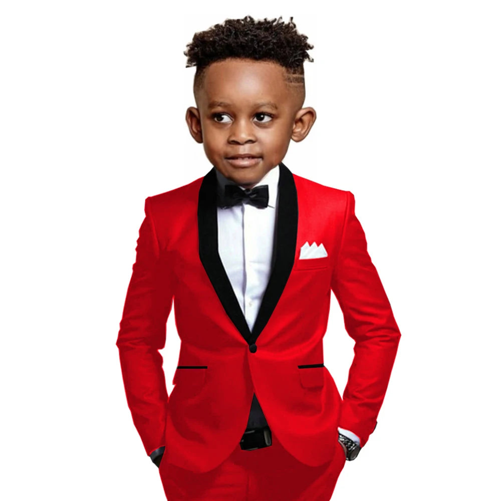 Boys Suit 2-16 Years Old Jacket Pants 2 Piece Set Wedding Tuxedos Kids Formal Party Clothes Customized