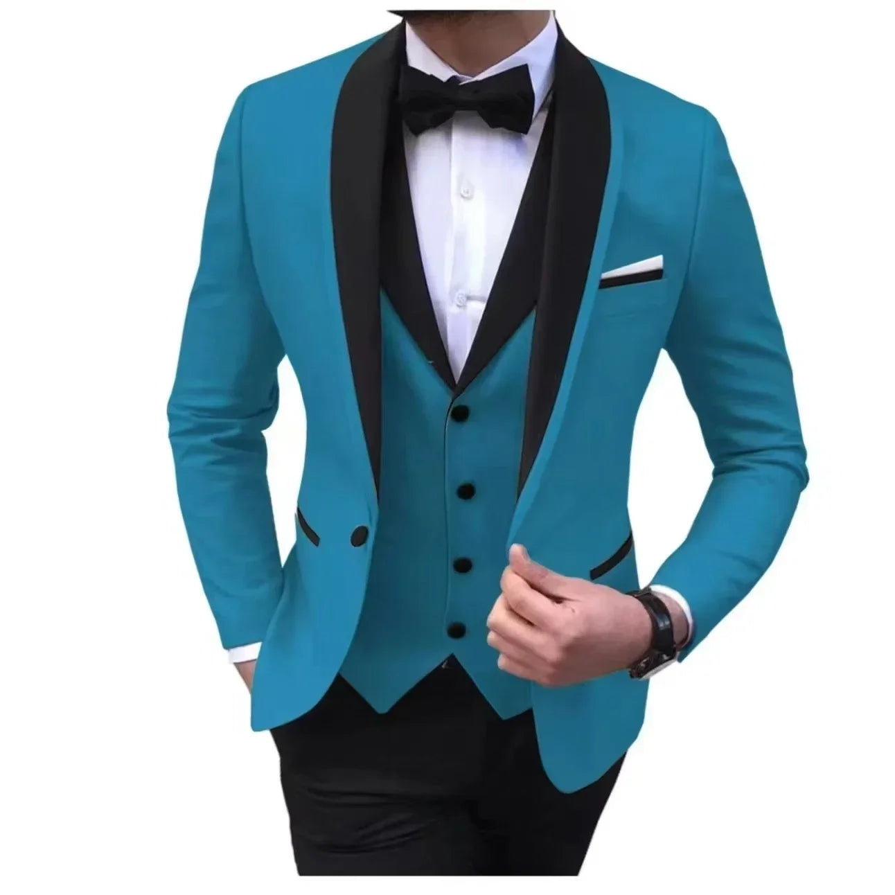 3 Pieces Blazer Vest and Pants Set Lapel Collar Single Breasted High End Men's Clothing Three-piece Groom Suit The Latest