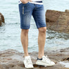 Men's Blue Denim Shorts - Mid-Waist Knee Length Casual Jeans