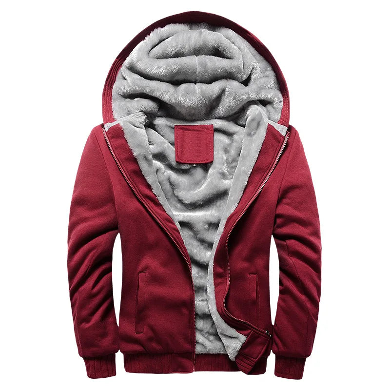 Men's Winter Fleece Hoodie Jacket - Warm Zipper Tracksuit Sweatshirt