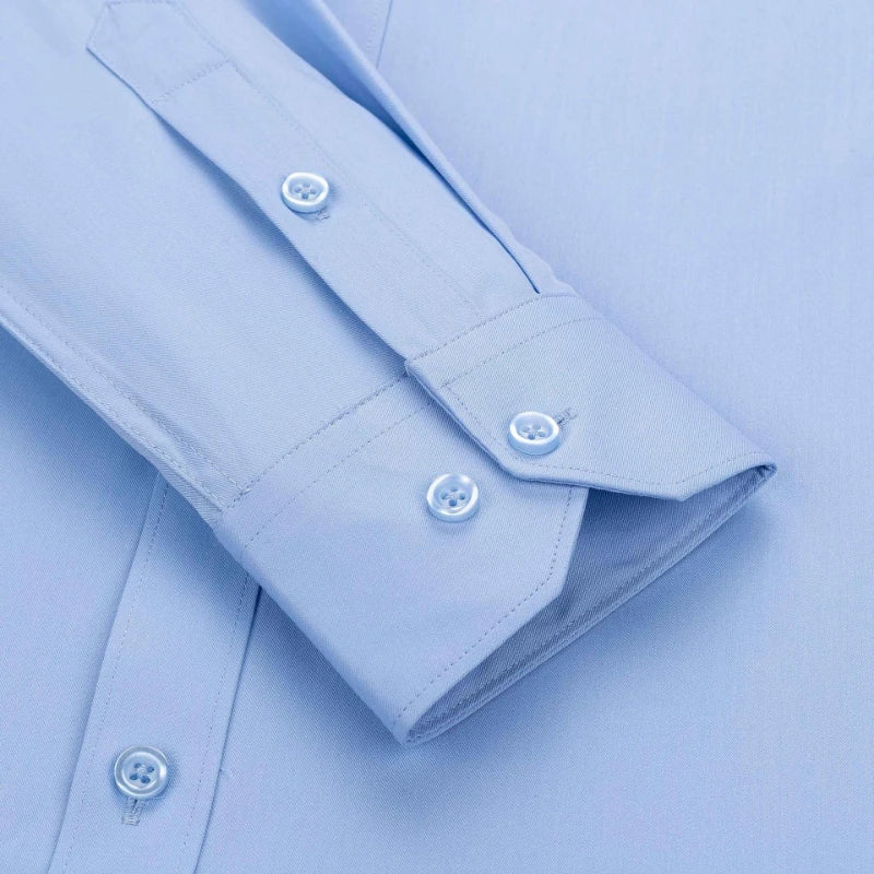 Men Formal Shirt Long Sleeve Office Solid Color Anti-Wrinkle Long Sleeve Shirt Men Casual Fashion Business Office White Shirt