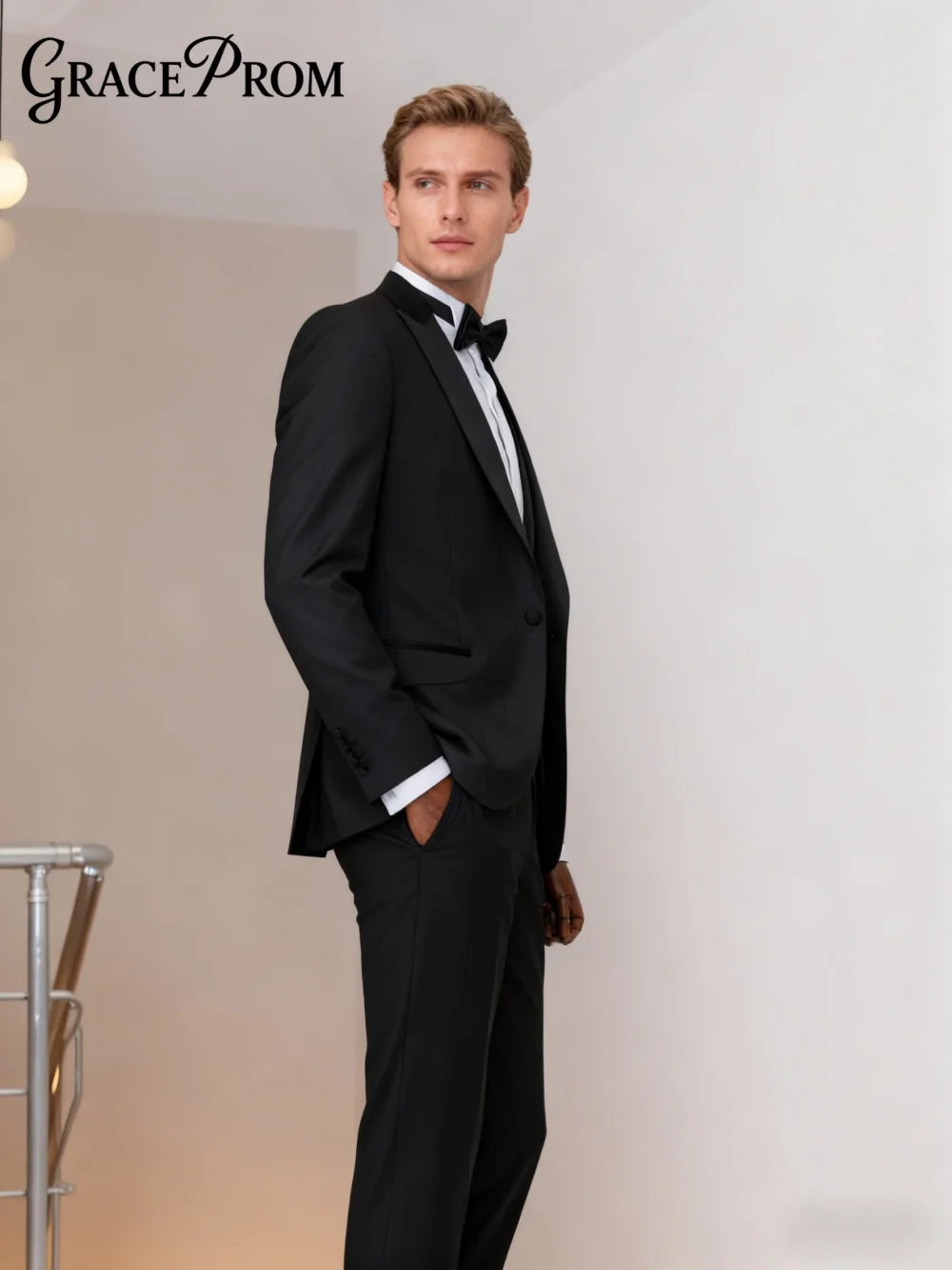 Elegant Men's Suit Jacket Black Shawl Lapel Men's Suit Set Classic Slim Fit Groom Tuxedos Banquet Suit Ceremony Only Jacket