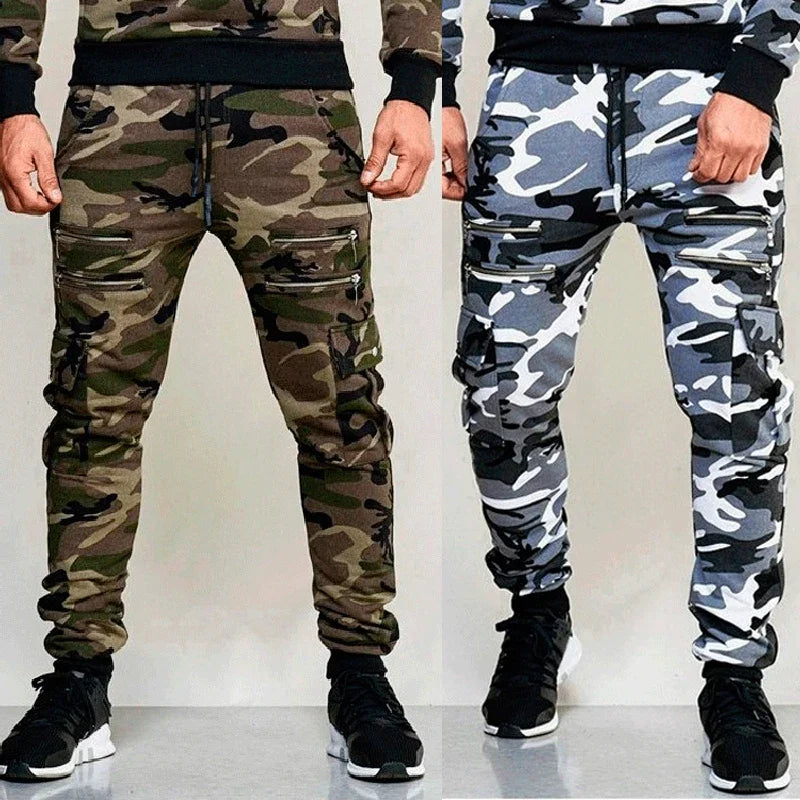 Men's Camouflage Cargo Joggers - Loose Fit Harem Pants with Pockets