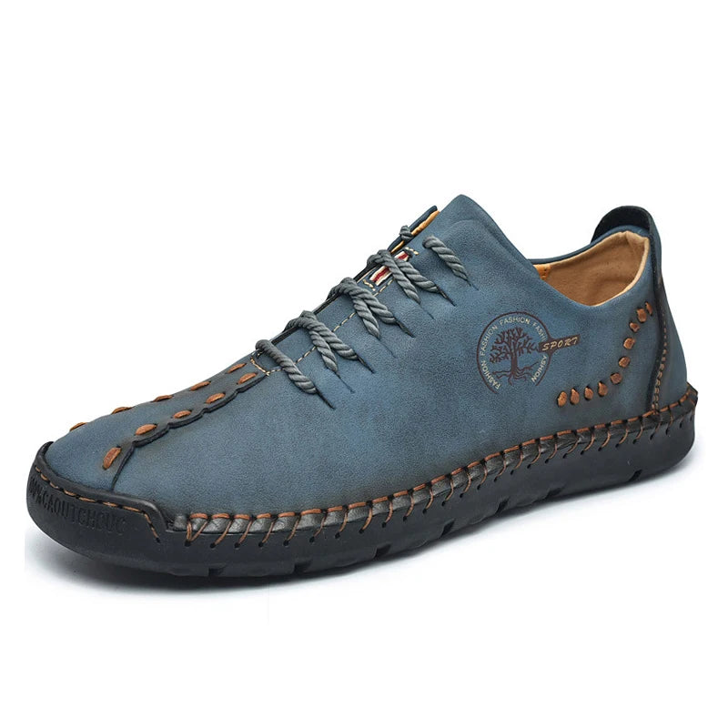 Men's Handmade Leather Casual Shoes - Breathable Lace-Up Loafers & Driving Moccasins