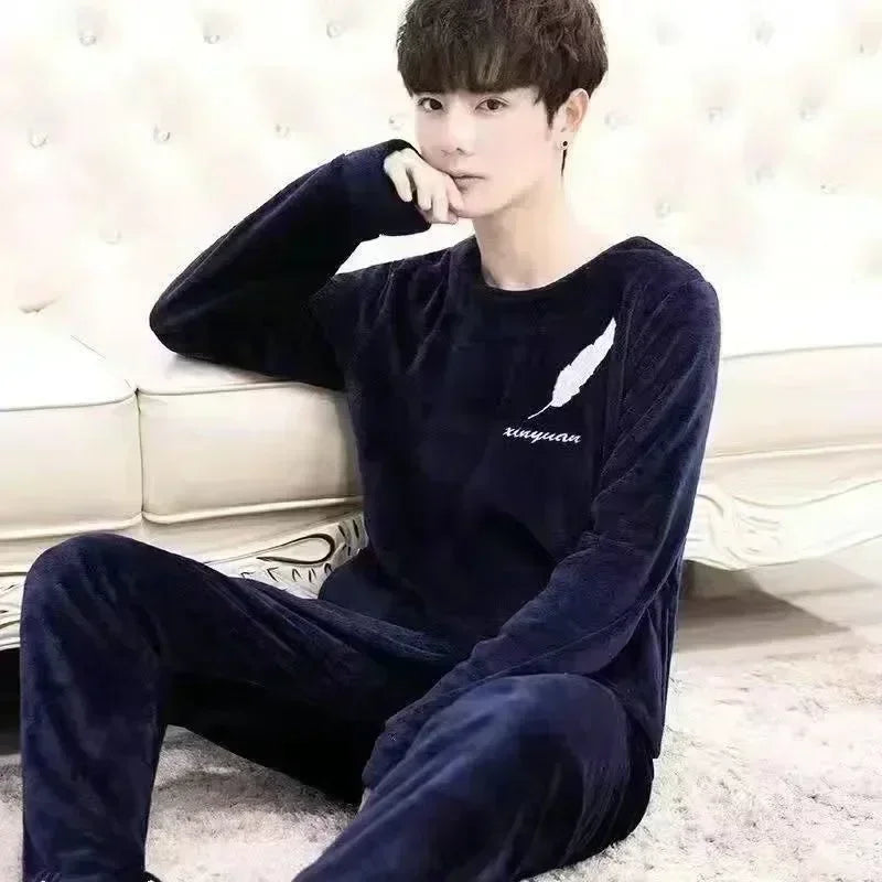 Men's Flannel Pajama Set - Winter Warm Sleepwear