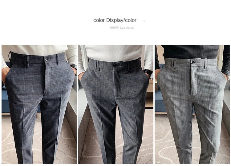 Men Business Casual Slim Formal Suit Pants