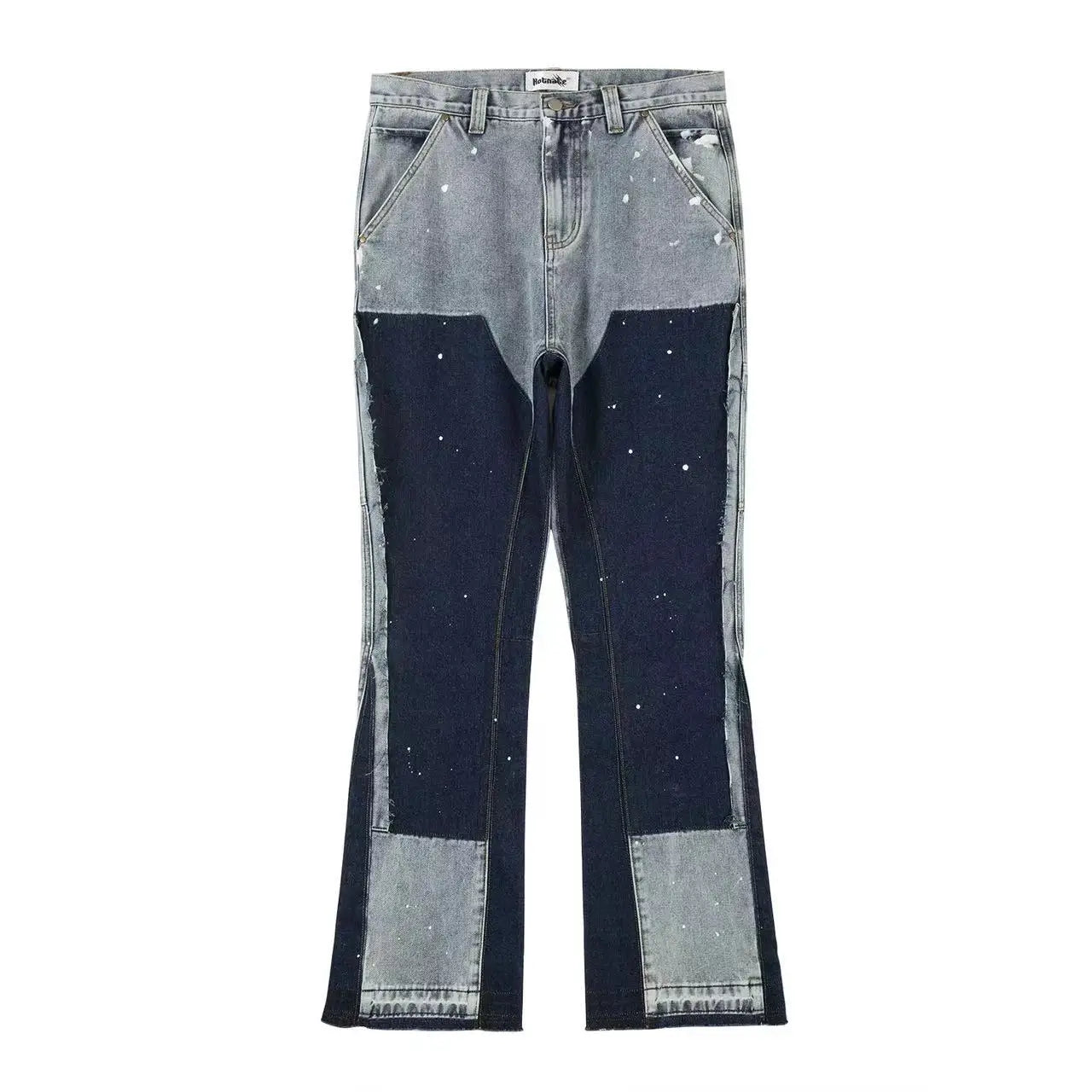 Men's Straight Fit Denim Jeans with Patchwork Detail
