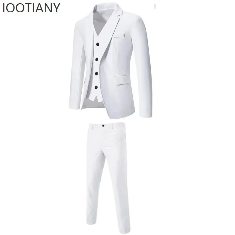 Slim Fit Business Casual Suit Vest Pants Three-piece Adult Men's Formal Wedding Party Groom Role Playing Costume