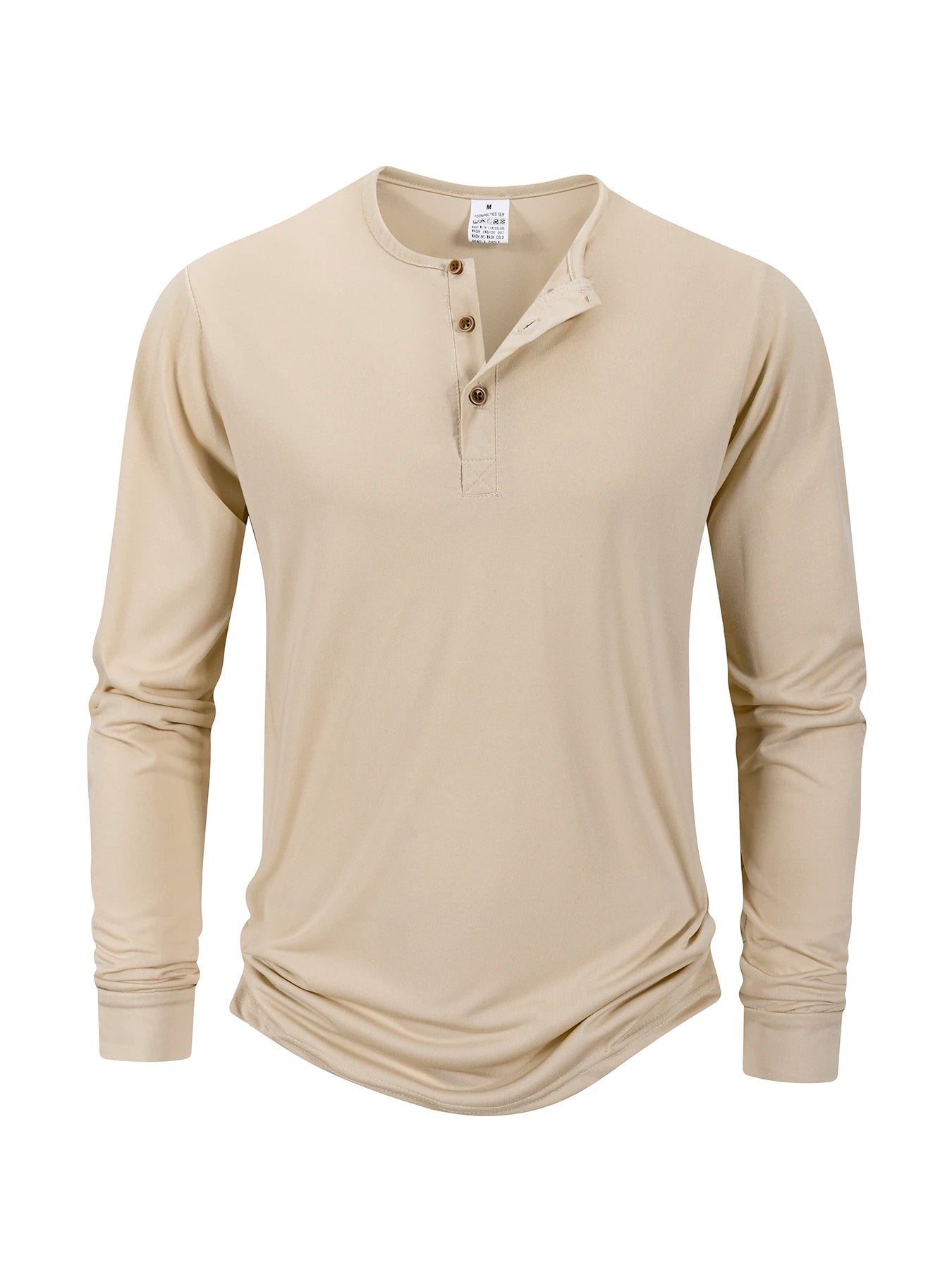 Men's T Shirt Autumn Button Long Sleeve Henley Neck Solid Color Casual Breathable Versatile Slim T-Shirts