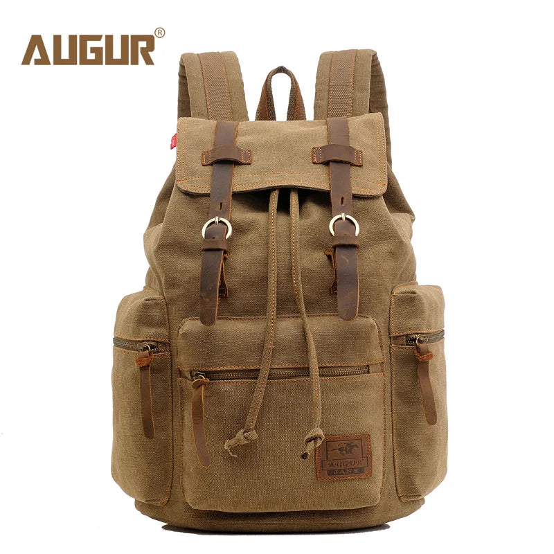 AUGUR Vintage Canvas Backpack - Large Capacity Travel & Laptop Bag