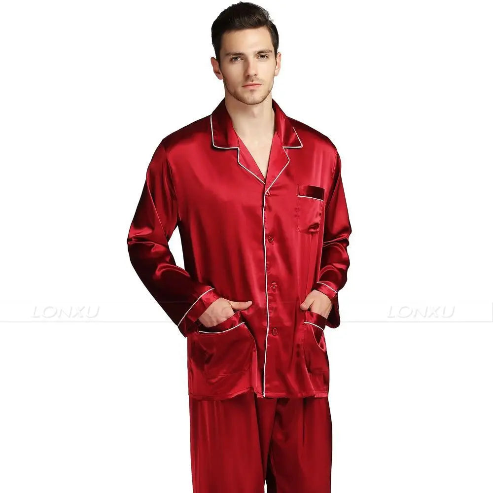 Men's Silk Satin Pajama Set - Luxury Sleepwear Loungewear