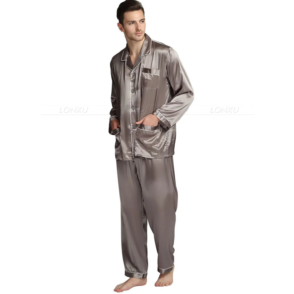 Men's Silk Satin Pajama Set - Luxury Sleepwear Loungewear