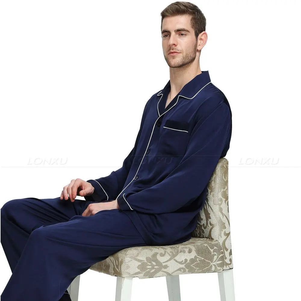 Men's Silk Satin Pajama Set - Luxury Sleepwear Loungewear