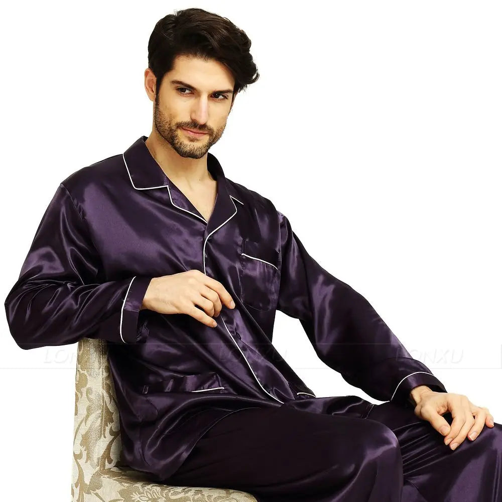 Men's Silk Satin Pajama Set - Luxury Sleepwear Loungewear